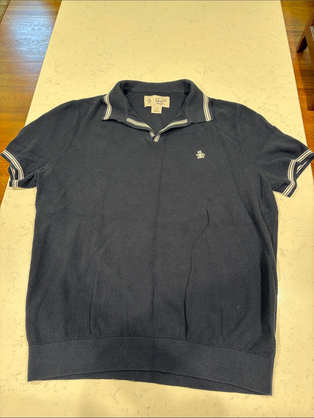 Original Penguin V-Neck Short Sleeve Sweater in Navy